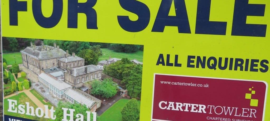 Esholt Hall 'For Sale' Board
