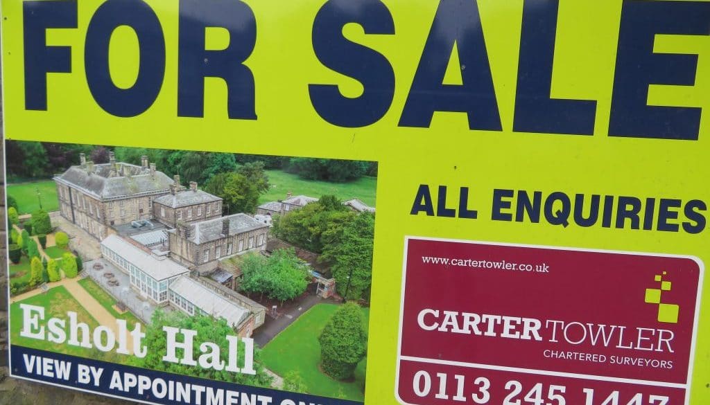 Esholt Hall 'For Sale' Board