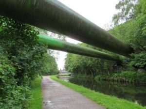 Pipes over canal - Esholt